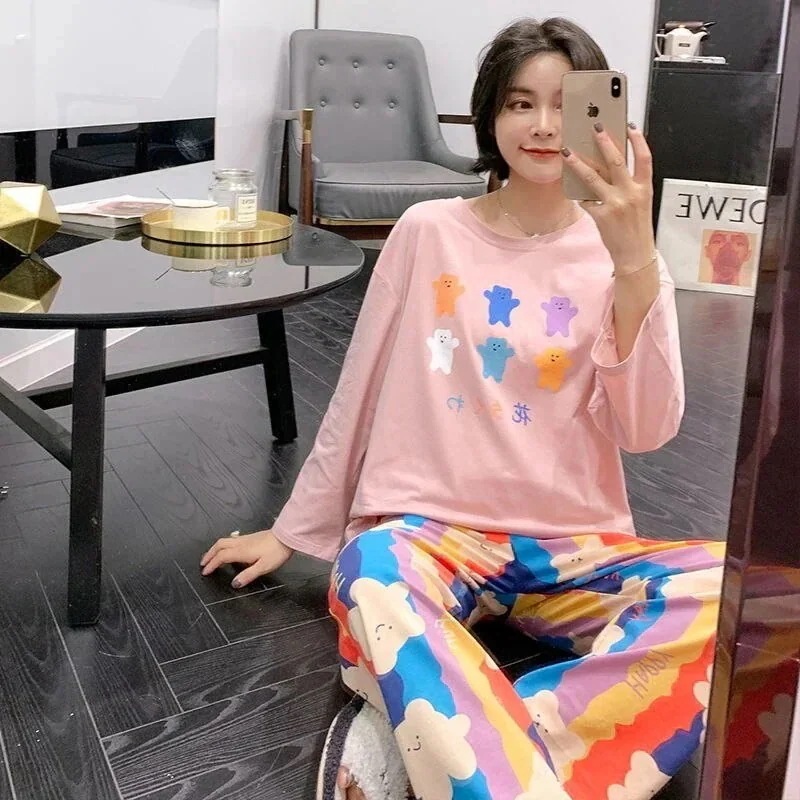 ダンボ ツーピーススーツ かわいい漫画 長袖 家庭服 お姫様スタイル パジャマ レディース