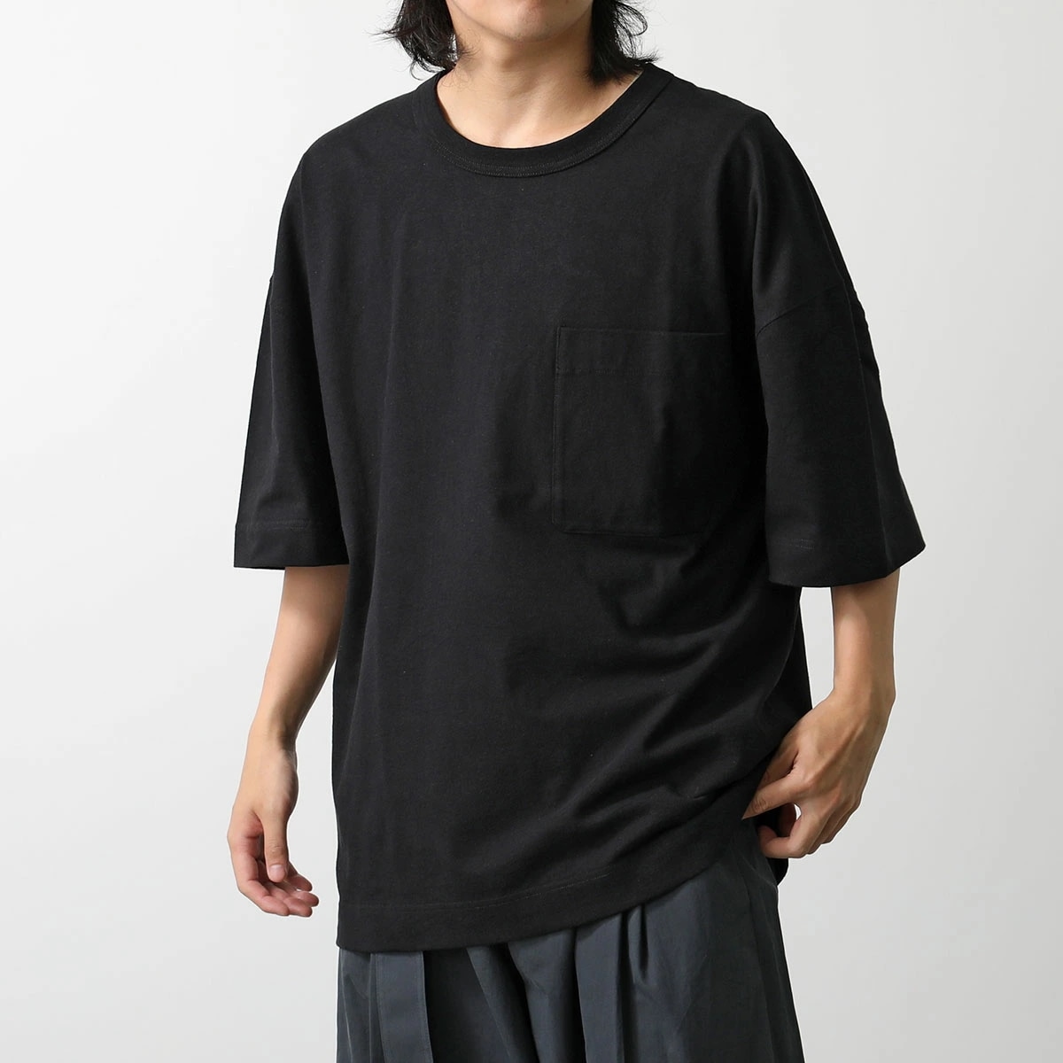 Lemaire ルメール Tシャツ TO1165 LJ1010 メンズ 半袖 クルーネック カットソー コットン リネン 胸ポケット オーバーサイズ カラー3色