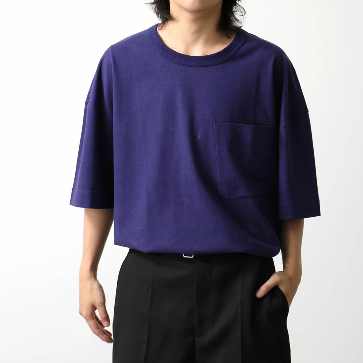 Lemaire ルメール Tシャツ TO1165 LJ1010 メンズ 半袖 クルーネック カットソー コットン リネン 胸ポケット オーバーサイズ カラー3色