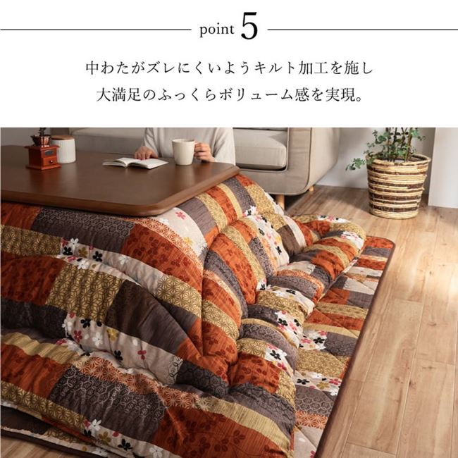 こたつ布団 厚掛け 厚手 長方形 205x245cm 和柄プリント 京好み 裏地フランネル 国産 日本製