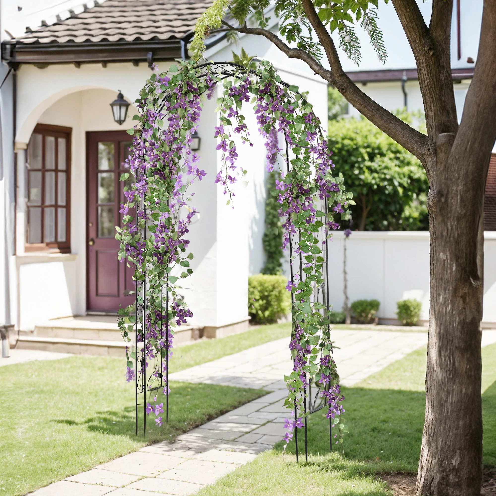 1898【元SKU：N508P249381A】ガーデンアーチ ローズアーチ 園芸 ガーデニング用品 ガーデン ファニチャー スチール 鉄製 薔薇アーチ 外 園芸用品 アーチ ガーデニング 花立て 庭園