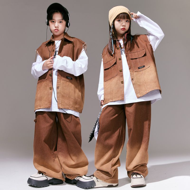 子供の街のダンスのファッション服の男の子の復古の馬の甲のスーツのhiphopの秋のクールでかっこいいです