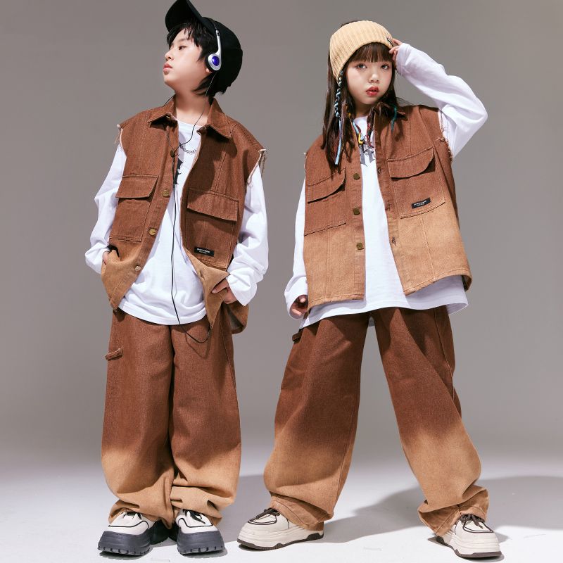 子供の街のダンスのファッション服の男の子の復古の馬の甲のスーツのhiphopの秋のクールでかっこいいです