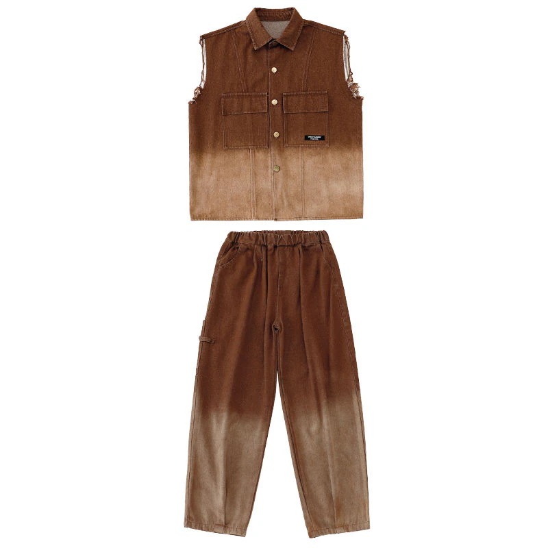 子供の街のダンスのファッション服の男の子の復古の馬の甲のスーツのhiphopの秋のクールでかっこいいです