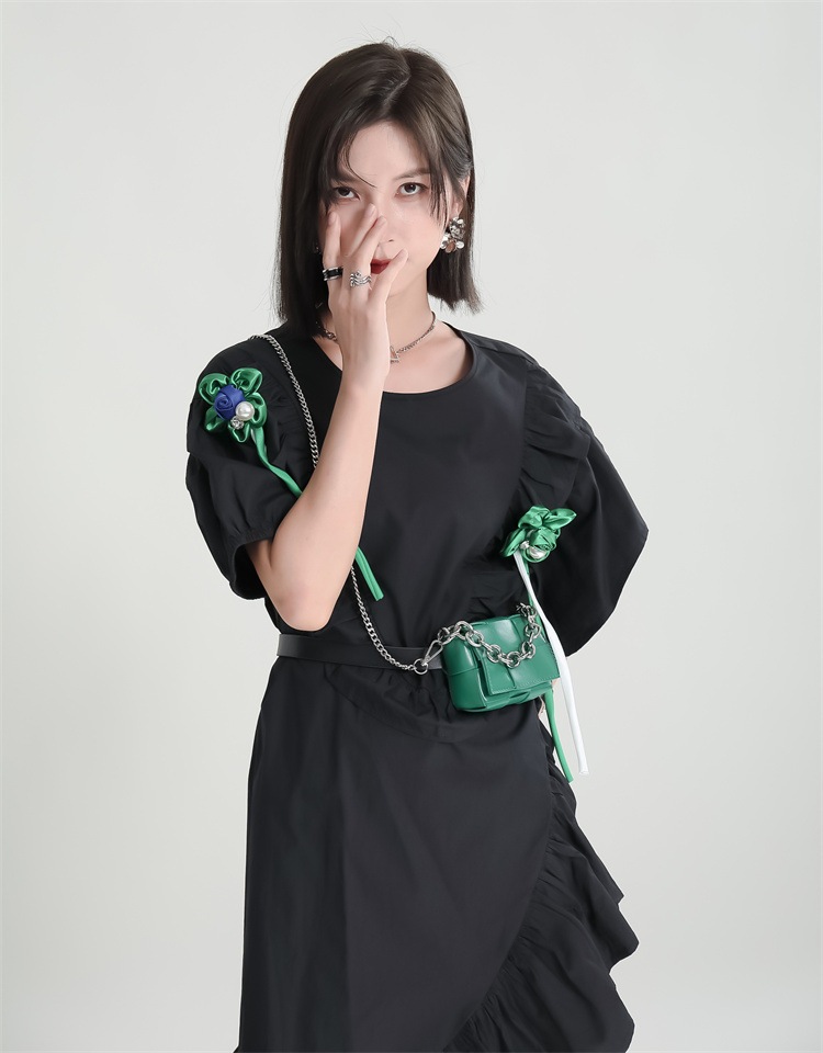 韓国ファッションレディーススカートミニセクシー黒シャツワンピースきれいめ半袖お腹カバー着痩せ若見え