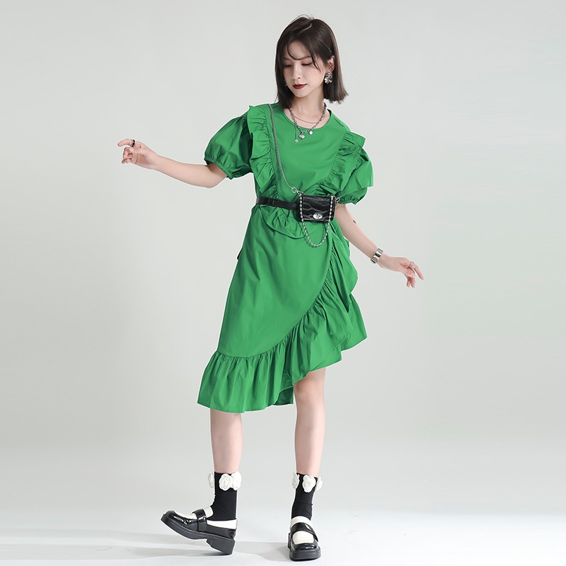 韓国ファッションレディーススカートミニセクシー黒シャツワンピースきれいめ半袖お腹カバー着痩せ若見え