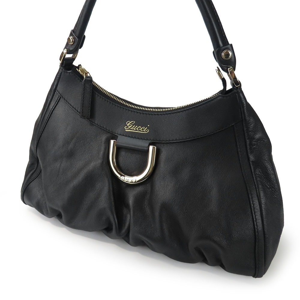 中古 ハンドバッグ 190525 アビー レザー ブラック ゴールド金具 肩掛け ワンショルダー 普段使い レディース 女性