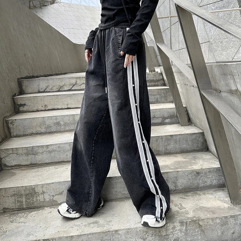 デニムパンツ レースドッキング ジーンズ ロングパンツ レディース ゴム フレア ワイドパンツ 関連商品購入可能 メガ割 デニムパンツ レースドッキング ジーンズ ロングパンツ レディース ゴム フレア ワイドパンツ 関連商品購入可能 メガ割