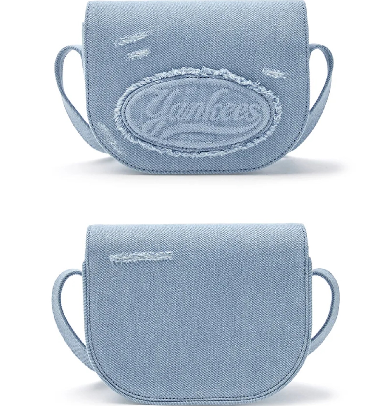 [25S新商品]レタリング ヴィンテージ デニム クロスバック ニューヨークヤンキース