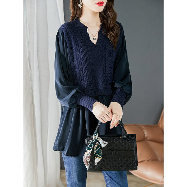 Qoo10] スキッパーカラー チュニック 長袖 シャ