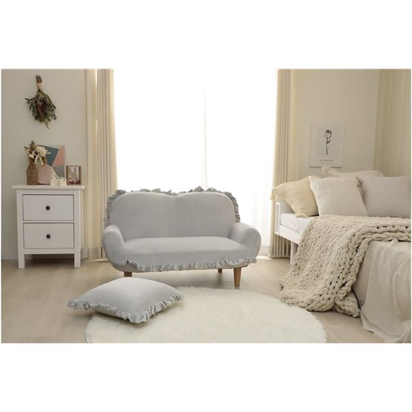 大人かわいいヒジツキ脚付ローソファ 2人掛け グレー 背もたれ14段階リクライニング 日本製