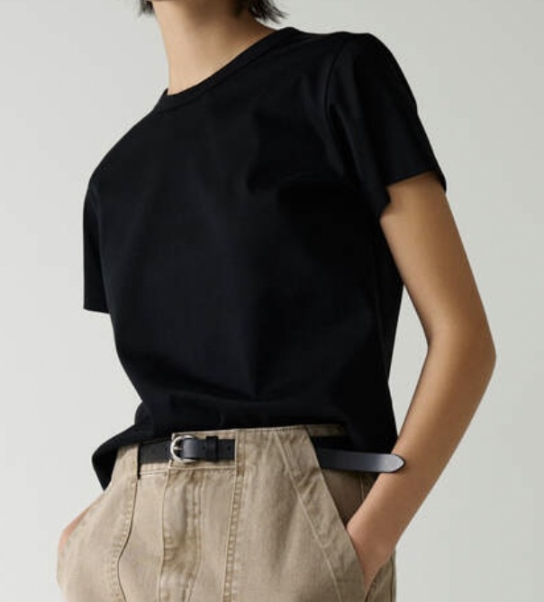 ファサードパターン Silket Cotton Cropped T-shirt Black ファサードパターン Silket Cotton Cropped T-shirt Black