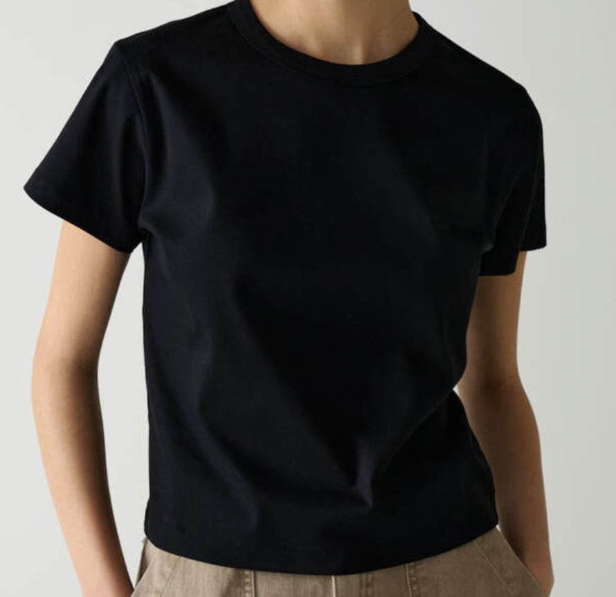 ファサードパターン Silket Cotton Cropped T-shirt Black ファサードパターン Silket Cotton Cropped T-shirt Black