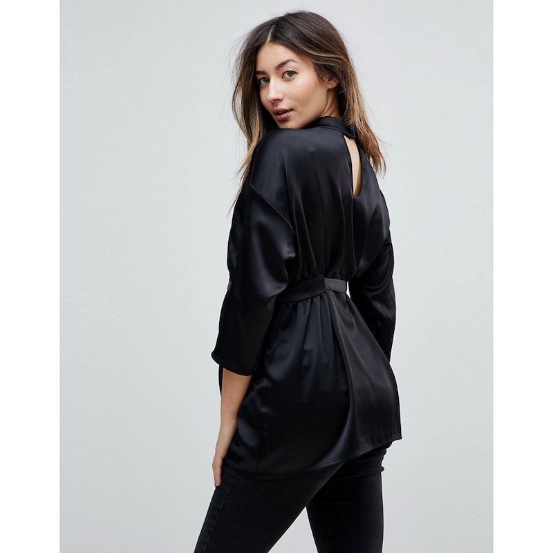 ママリシャス レディース トップス【Mamalicious Satin Top With Lace Detail】Black ママリシャス レディース トップス【Mamalicious Satin Top With Lace Detail】Black