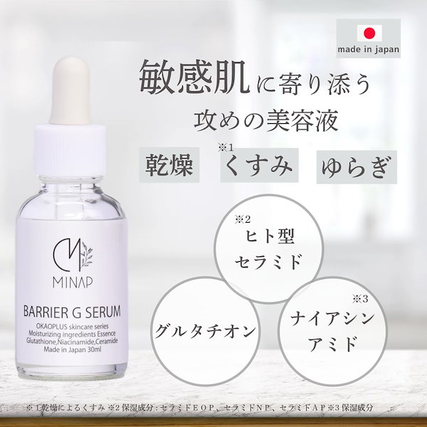 MINAPバリアGセラム 美容液 ナイアシンアミド グルタチオン 30ml 敏感肌