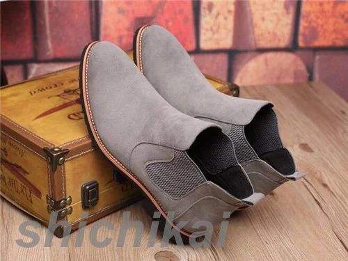 メンズ ショートブーツ サイドゴアブーツ革靴レザー シューズ ドレス カジュアル チェルシーブーツ ビジカジ シークレット 5CM UPスエード