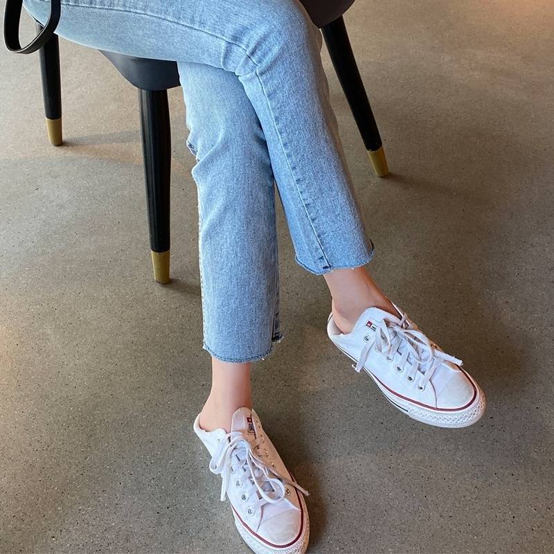 パンツ ジーンス レディース デニム 25 26 27 28 29 30 31 ストレート 八分 九分 ロングハイウエスト 美脚 きれいめ シンプル カジュアル 普段使い 通学 オールシーズン ブルー