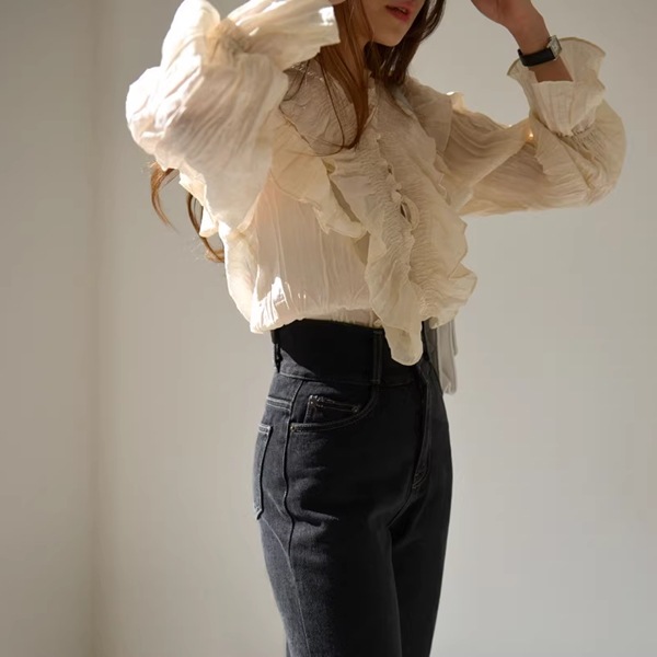 フリル V ネック シャツレディース トップス シャツ ブラウス 長袖 ベルスリーブ Vネック 襟なし ノーカラー ワイド フェミニン レース プリーツ ラッフル フリル パッチワーク ふわふわ フリル V ネック シャツレディース トップス シャツ ブラウス 長袖 ベルスリーブ Vネック 襟なし ノーカラー ワイド フェミニン レース プリーツ ラッフル フリル パッチワーク ふわふわ