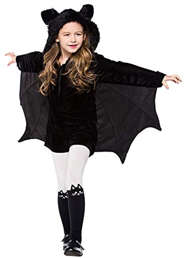 バットガール ヴァンパイア 吸血鬼 こうもり コスチューム コスプレ 衣装 ハロウィン ボディシール付き 2点セット 女の子 S700(黒, XSサイズ (身長100~120cm))) バットガール ヴァンパイア 吸血鬼 こうもり コスチューム コスプレ 衣装 ハロウィン ボディシール付き 2点セット 女の子 S700(黒, XSサイズ (身長100~120cm)))