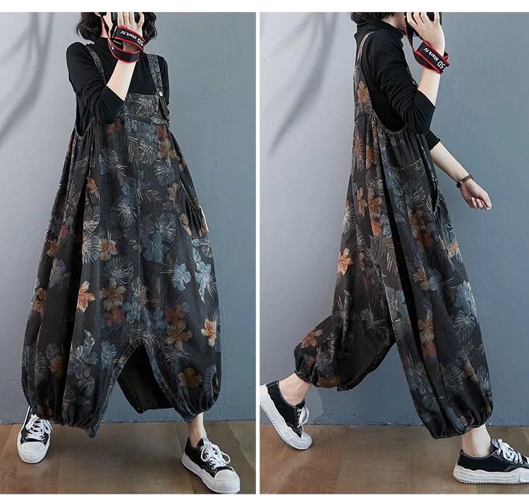 オーバーオール デニムパンツ 花柄 レディース サロペット ゆったり サルエルパンツ バルーンスカート オーバーオールレディース 花柄サロペット 体型カバー エスニックファッション デニム オーバーオール デニムパンツ 花柄 レディース サロペット ゆったり サルエルパンツ バルーンスカート オーバーオールレディース 花柄サロペット 体型カバー エスニックファッション デニム