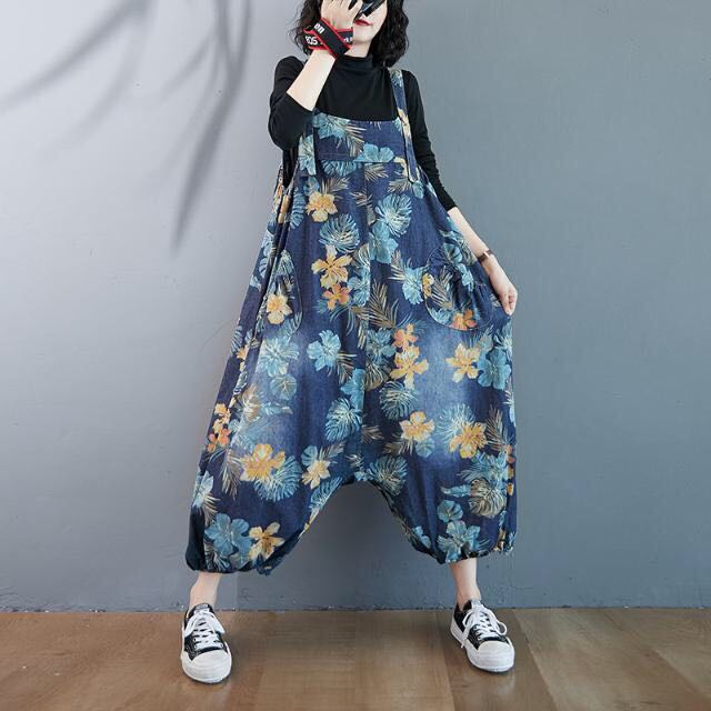 オーバーオール デニムパンツ 花柄 レディース サロペット ゆったり サルエルパンツ バルーンスカート オーバーオールレディース 花柄サロペット 体型カバー エスニックファッション デニム オーバーオール デニムパンツ 花柄 レディース サロペット ゆったり サルエルパンツ バルーンスカート オーバーオールレディース 花柄サロペット 体型カバー エスニックファッション デニム