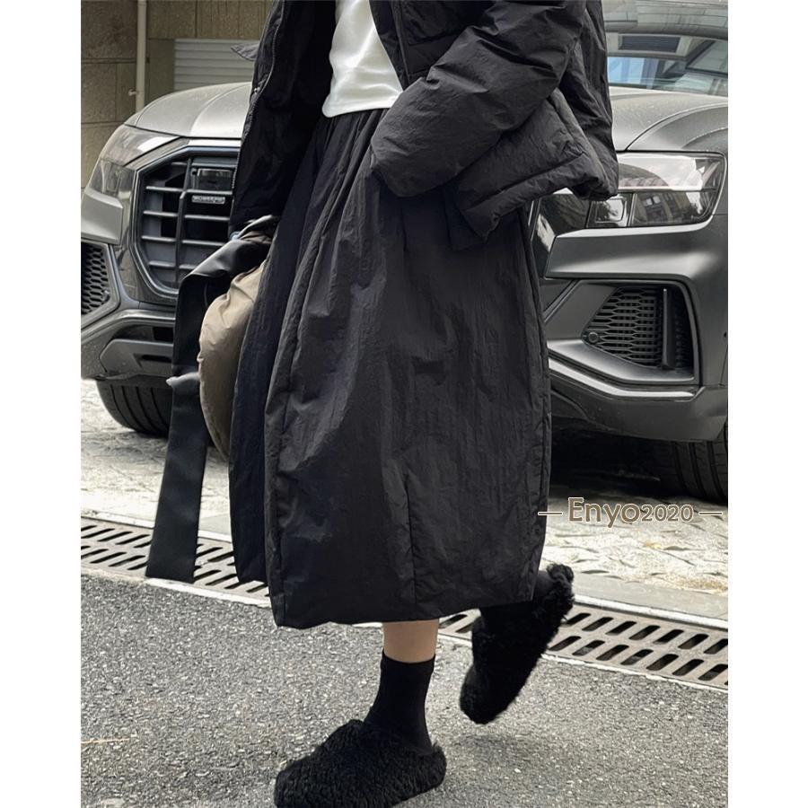 ダウンスカート レディース スカート ロング 秋冬スカート マキシ丈スカート ボトムス 無地 カジュアル ゆったり 厚手 保温 アウトドア トレンド