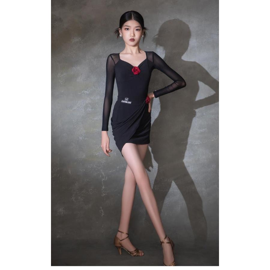 (WJ Fashion)ラテン ダンス 衣装 キッズ用 セットアップ レオタード スカート社交ダンスドレス ジュニア用 社交ダンス 練習用セット 演出服 競技着 発表会