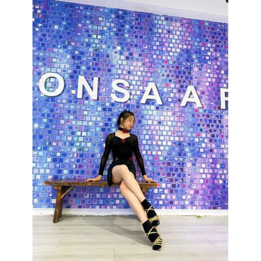 (WJ Fashion)ラテン ダンス 衣装 キッズ用 セットアップ レオタード スカート社交ダンスドレス ジュニア用 社交ダンス 練習用セット 演出服 競技着 発表会