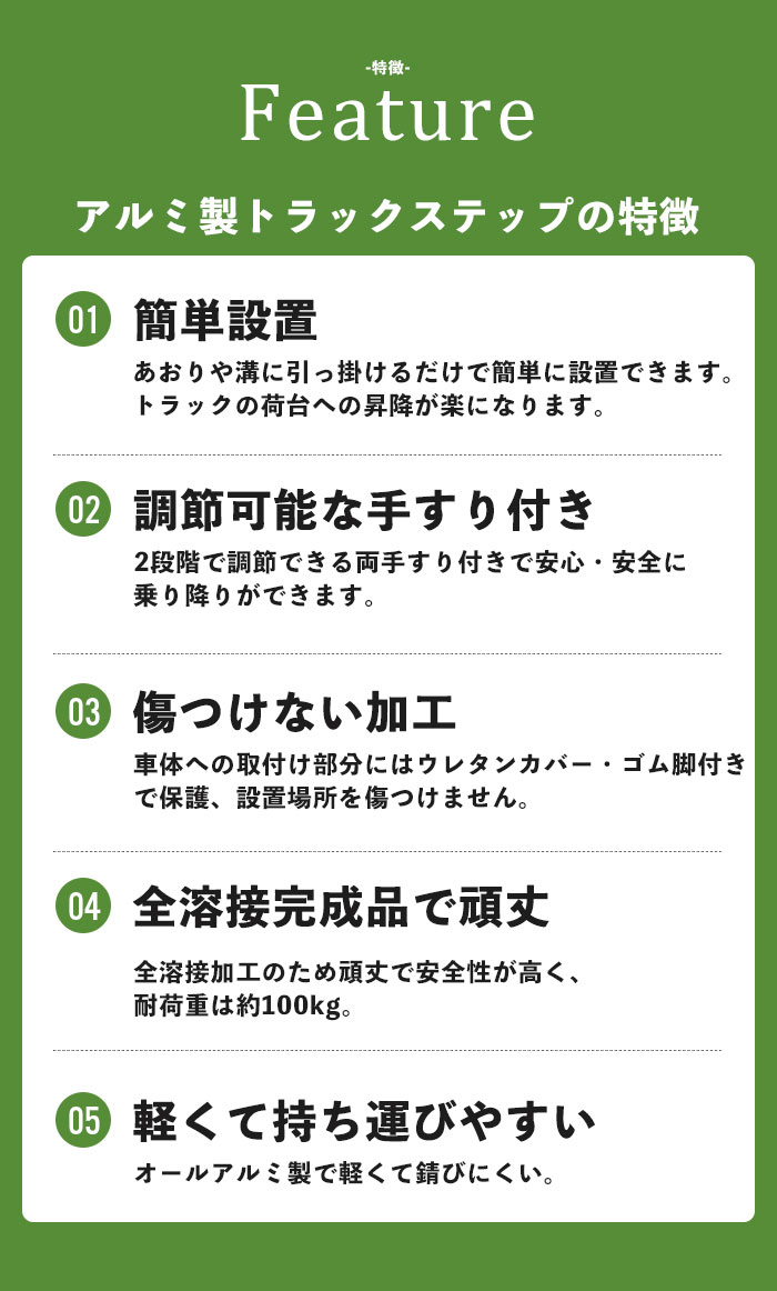 手すり付き トラックステッパー ワイド 2台セット トラック 荷台 ステップ 昇降 台 左右手すり 昇降台 トラックステップ 荷台はしご 2段 アルミ 軽量 義務 労災