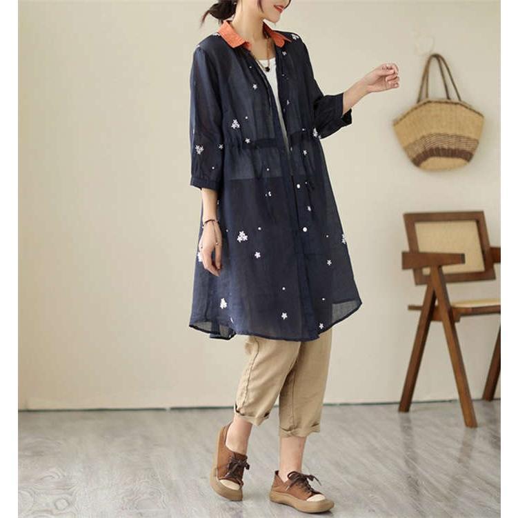 ロングシャツ シャツ レディース ロング丈 前開き ロングカーディガン カーディガン 薄手 七分袖 綿 麻 コットン リネン 透け感 配色 アウター 花柄 UVカット ロングシャツ シャツ レディース ロング丈 前開き ロングカーディガン カーディガン 薄手 七分袖 綿 麻 コットン リネン 透け感 配色 アウター 花柄 UVカット