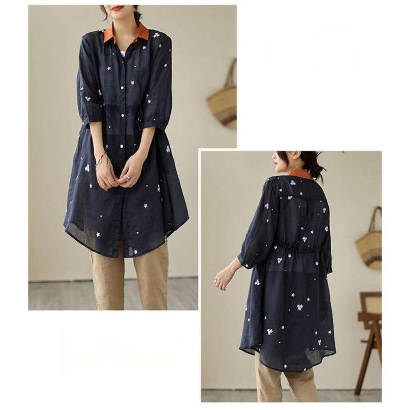 ロングシャツ シャツ レディース ロング丈 前開き ロングカーディガン カーディガン 薄手 七分袖 綿 麻 コットン リネン 透け感 配色 アウター 花柄 UVカット ロングシャツ シャツ レディース ロング丈 前開き ロングカーディガン カーディガン 薄手 七分袖 綿 麻 コットン リネン 透け感 配色 アウター 花柄 UVカット