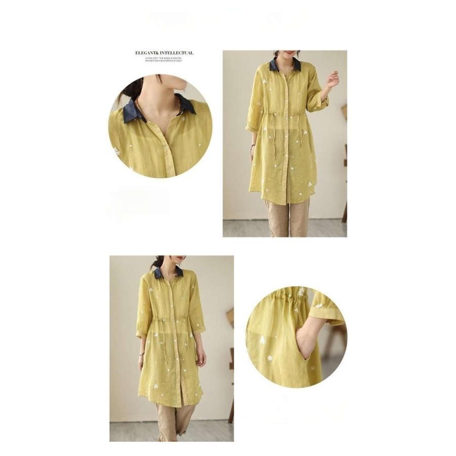 ロングシャツ シャツ レディース ロング丈 前開き ロングカーディガン カーディガン 薄手 七分袖 綿 麻 コットン リネン 透け感 配色 アウター 花柄 UVカット ロングシャツ シャツ レディース ロング丈 前開き ロングカーディガン カーディガン 薄手 七分袖 綿 麻 コットン リネン 透け感 配色 アウター 花柄 UVカット