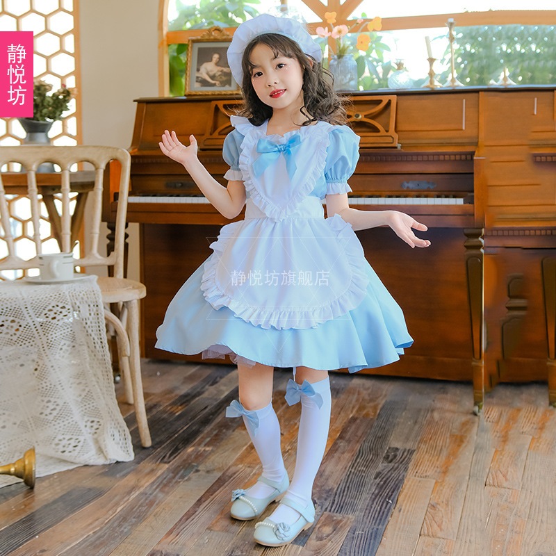 子供用アリスブルーメイド服ロリータドレスハロウィン女の子ステージパフォーマンス衣装外国貿易国境を越えた