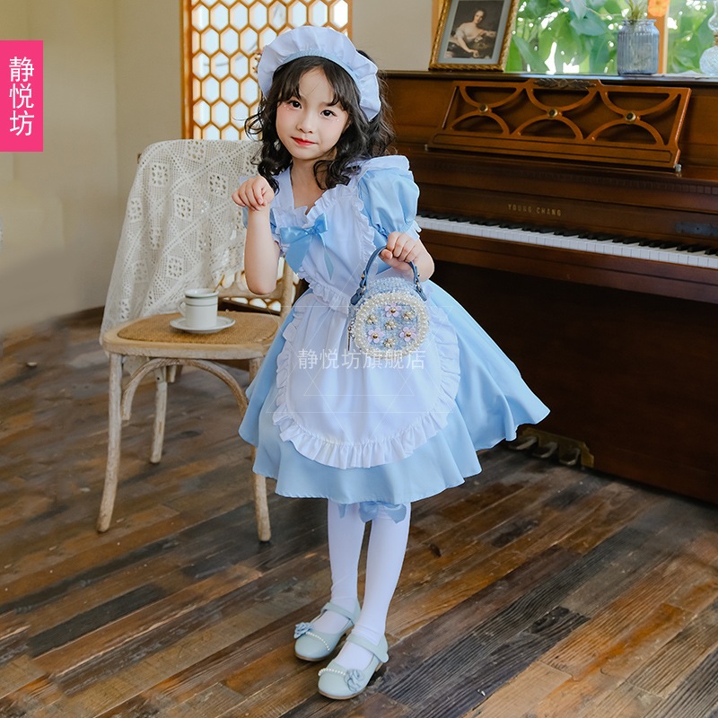 子供用アリスブルーメイド服ロリータドレスハロウィン女の子ステージパフォーマンス衣装外国貿易国境を越えた