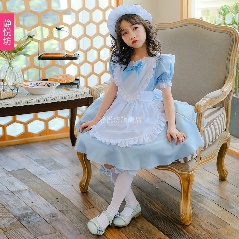 子供用アリスブルーメイド服ロリータドレスハロウィン女の子ステージパフォーマンス衣装外国貿易国境を越えた