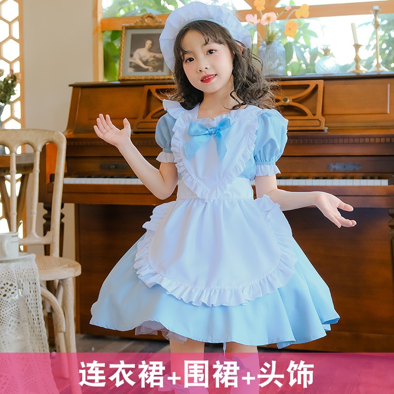 子供用アリスブルーメイド服ロリータドレスハロウィン女の子ステージパフォーマンス衣装外国貿易国境を越えた