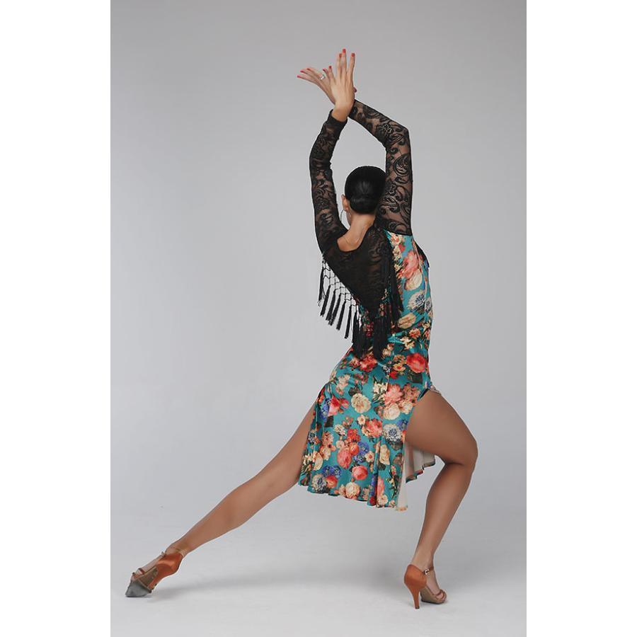 テンダンス ダンス衣装 演技服 レース ワンピース スタンダード タンゴ服 モダンドレス ワルツパーティー用 ダンスウエア イベント 花柄