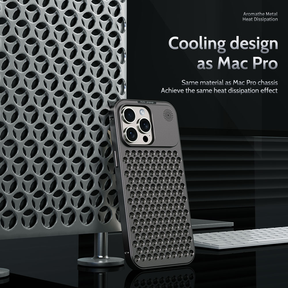 iPhone15Pro iPhone15ProMax ケース 背面放熱 機械バンパー 金属 ステンレス 耐衝撃カバー メタルフレーム