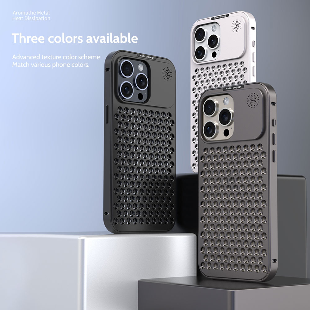 iPhone15Pro iPhone15ProMax ケース 背面放熱 機械バンパー 金属 ステンレス 耐衝撃カバー メタルフレーム