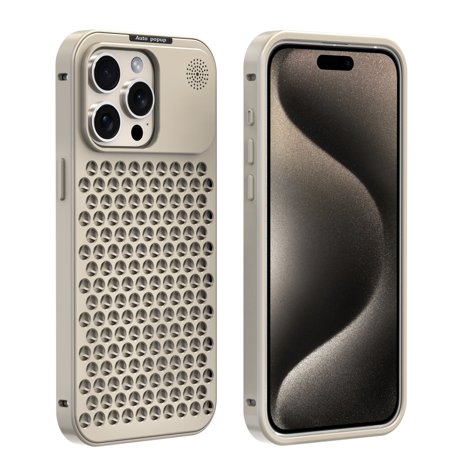 iPhone15Pro iPhone15ProMax ケース 背面放熱 機械バンパー 金属 ステンレス 耐衝撃カバー メタルフレーム