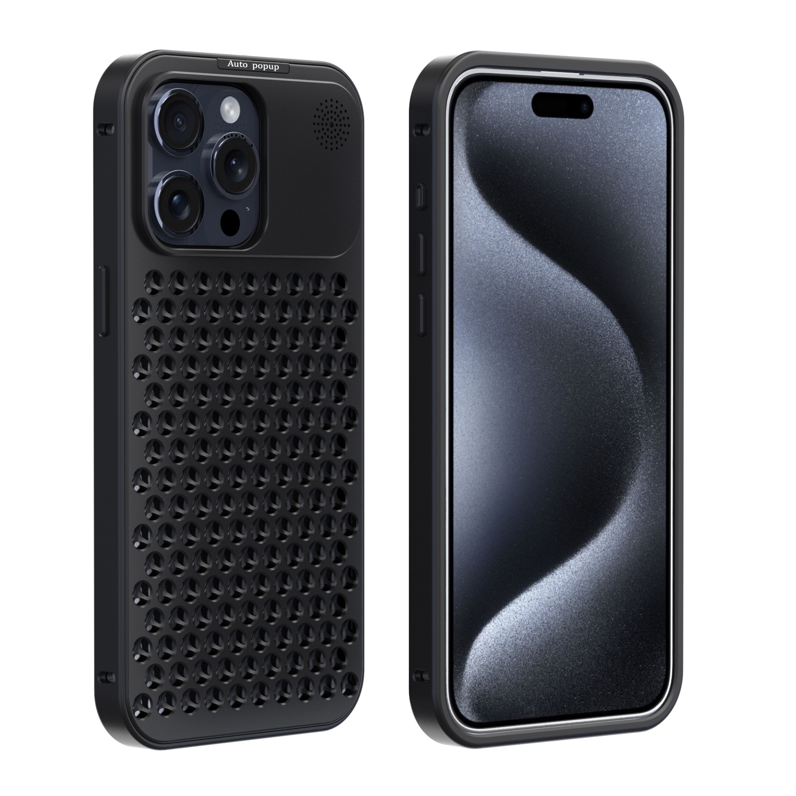 iPhone15Pro iPhone15ProMax ケース 背面放熱 機械バンパー 金属 ステンレス 耐衝撃カバー メタルフレーム