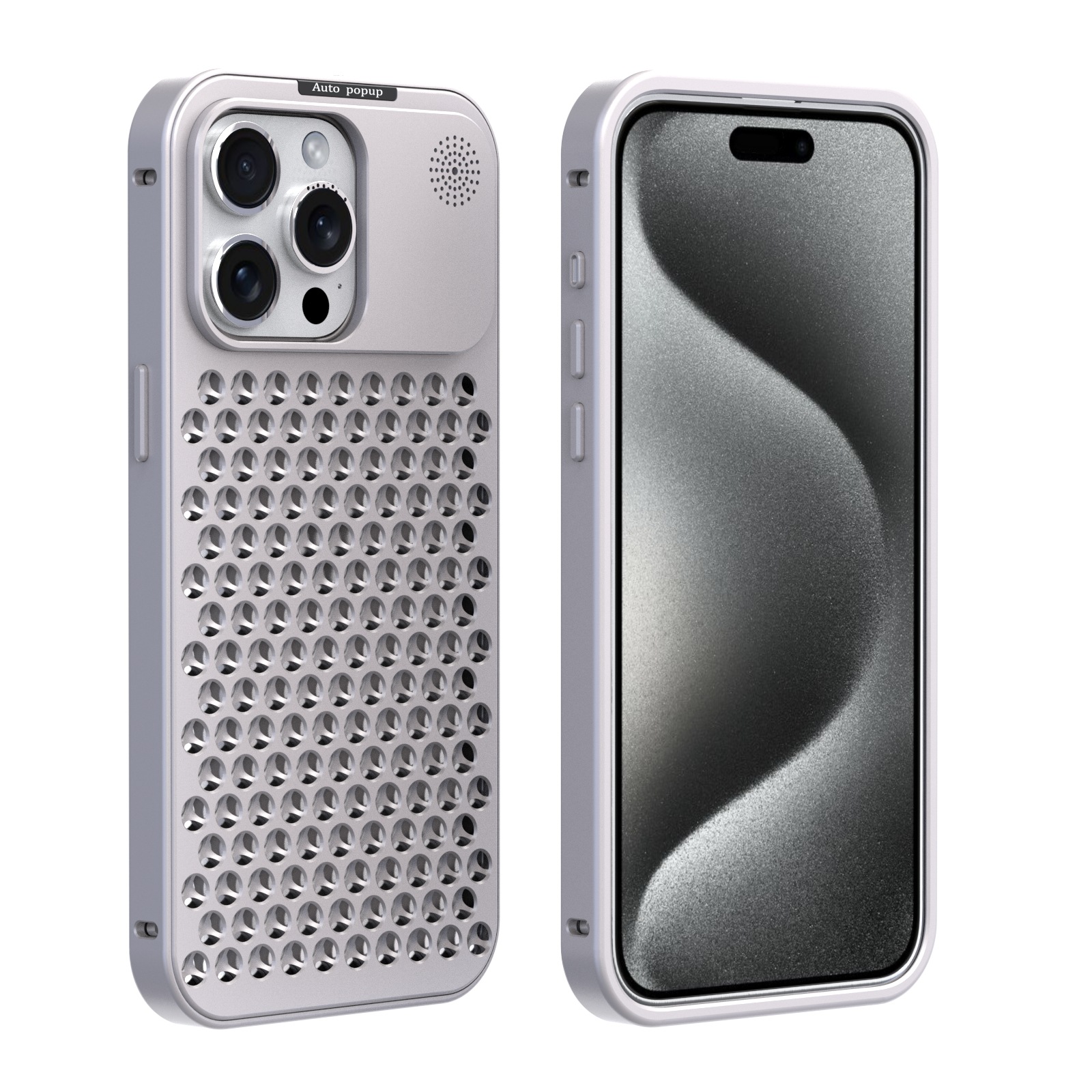 iPhone15Pro iPhone15ProMax ケース 背面放熱 機械バンパー 金属 ステンレス 耐衝撃カバー メタルフレーム