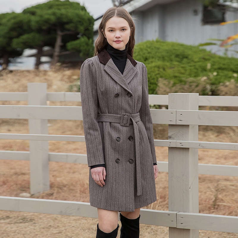 [CLET] 20FW / STRIPE JACKET BELT DRESS / かんこく / ワンピース / ジャケット / ピンク / ちゃいろ