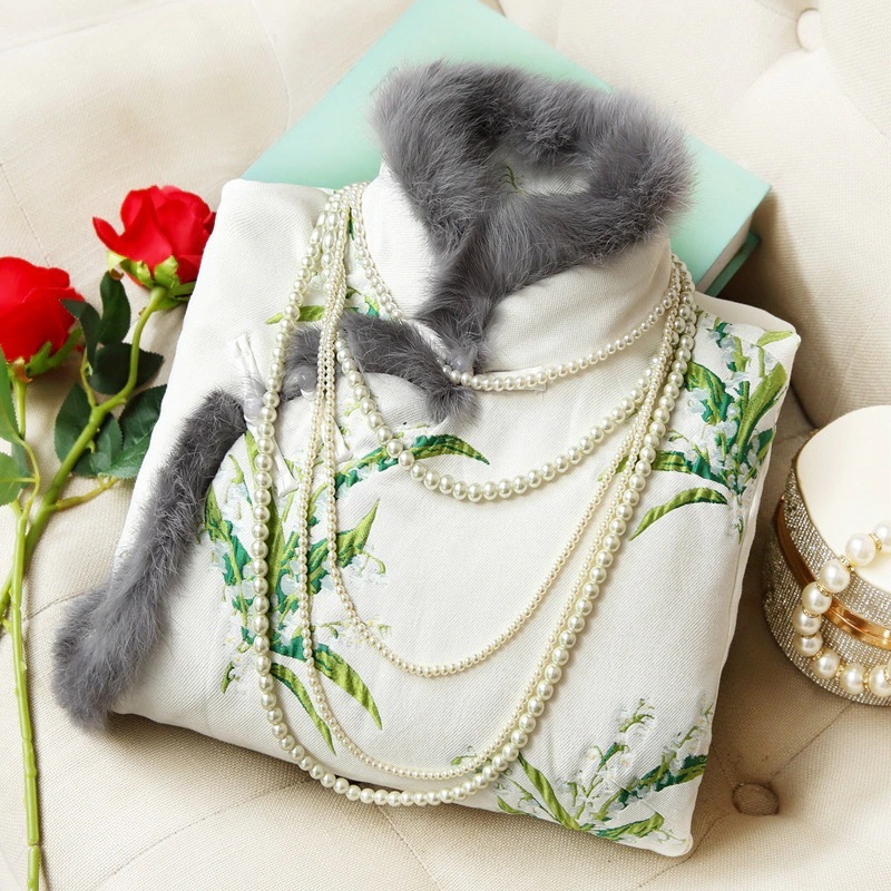 2024秋冬ラビットファージャガードキルティング改良ゆったりレトロスタイルチャイナドレススカート MX2935 2024秋冬ラビットファージャガードキルティング改良ゆったりレトロスタイルチャイナドレススカート MX2935