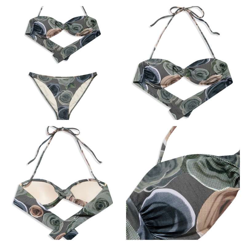 OPEN Yy】 ROSE BIKINI 3 PIECE SET KHAKI（Infintiy Rose 3