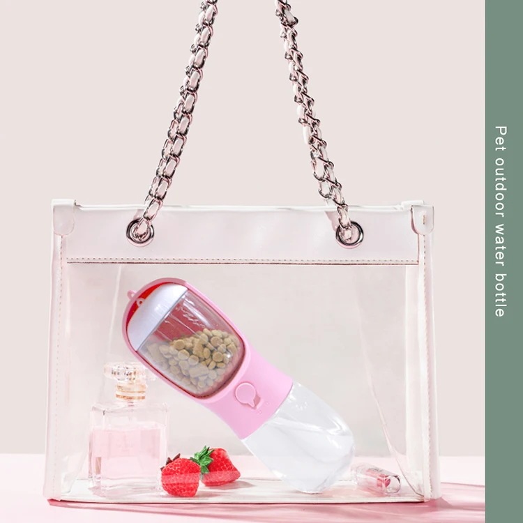 納期14-21日ポータブル食品グレードの犬と猫のトラベルボトル,2 in 1,300ml,食品ディスペンサー付きウォーターカップ