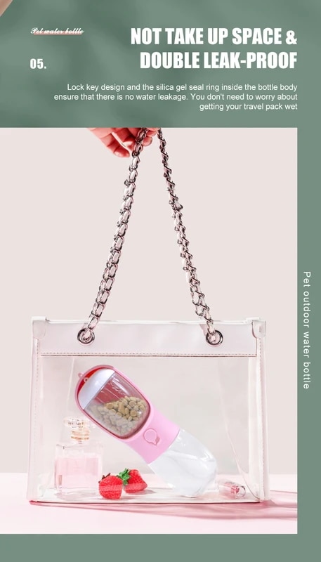 納期14-21日ポータブル食品グレードの犬と猫のトラベルボトル,2 in 1,300ml,食品ディスペンサー付きウォーターカップ