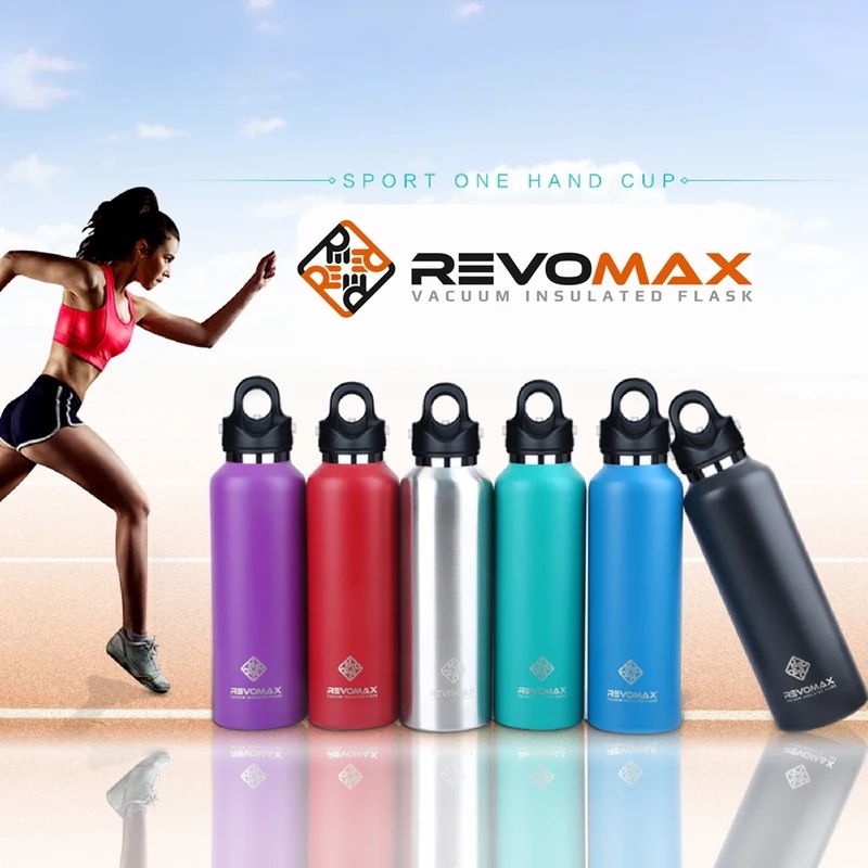 Revomax 350/500/750/1000ミリリットル二重壁stainles鋼水ボトル魔法瓶ボトルホットとコールド断熱真空フラスコ 500-1000ml Onyx Black 355ml