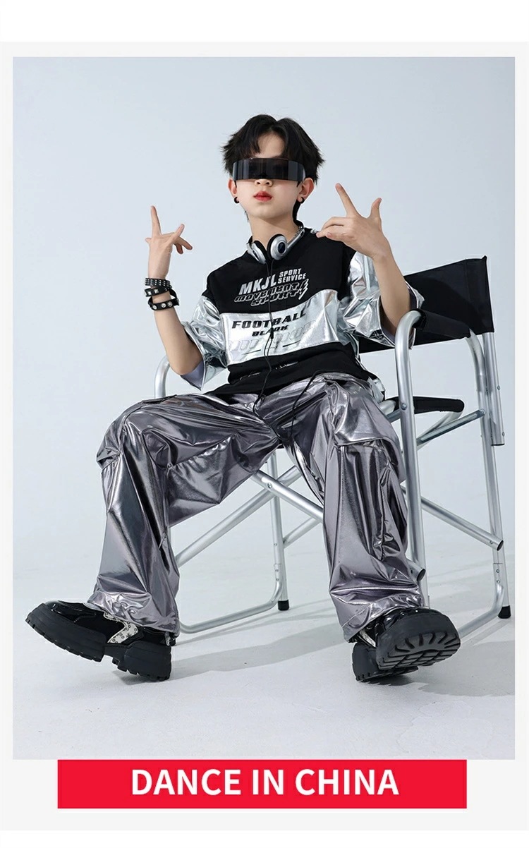 【激安開催!】ユニセックス キッズ ダンス 衣装 子供服 フューチャリスティック ヒップホップ シルバー シルバーTシャツ シルバーパンツ 派手 スポーツウェア オーバーサイズ トップス ユニフォーム 【激安開催!】ユニセックス キッズ ダンス 衣装 子供服 フューチャリスティック ヒップホップ シルバー シルバーTシャツ シルバーパンツ 派手 スポーツウェア オーバーサイズ トップス ユニフォーム