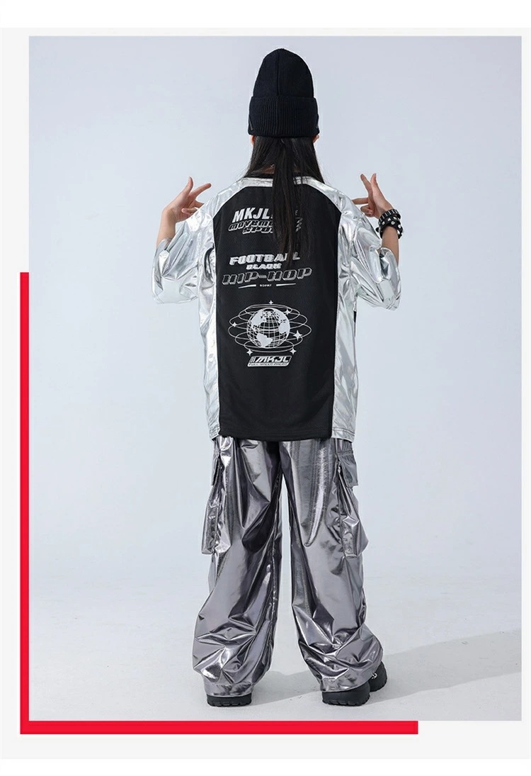 【激安開催!】ユニセックス キッズ ダンス 衣装 子供服 フューチャリスティック ヒップホップ シルバー シルバーTシャツ シルバーパンツ 派手 スポーツウェア オーバーサイズ トップス ユニフォーム 【激安開催!】ユニセックス キッズ ダンス 衣装 子供服 フューチャリスティック ヒップホップ シルバー シルバーTシャツ シルバーパンツ 派手 スポーツウェア オーバーサイズ トップス ユニフォーム
